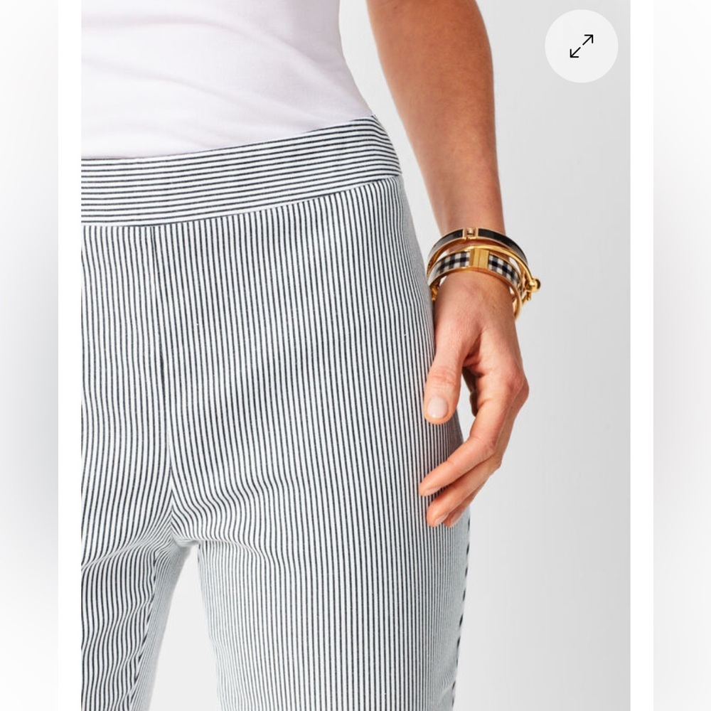 Talbots Chatham Seersucker Navy White Ankle Pants Sz 10 - Picture 3 of 10